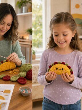 NEW Crochet Kit Needle Creations Taco Kit - Yellow Taco Plush Intermediate